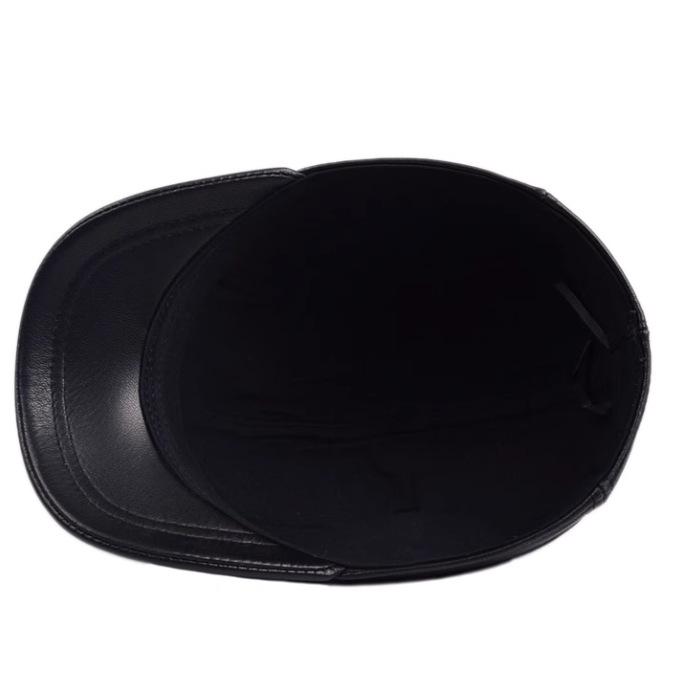 Męska i Damska Krótka Czapka z Daszkiem typu Duckbill ze Skóry Owczej na Jesień/Zimę do Użytku Zewnętrznego i Jazdy Samochodem.