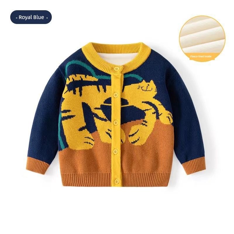 Spring and Autumn Tiger Cardigan Pure Cotton Coat Kids' Sweater