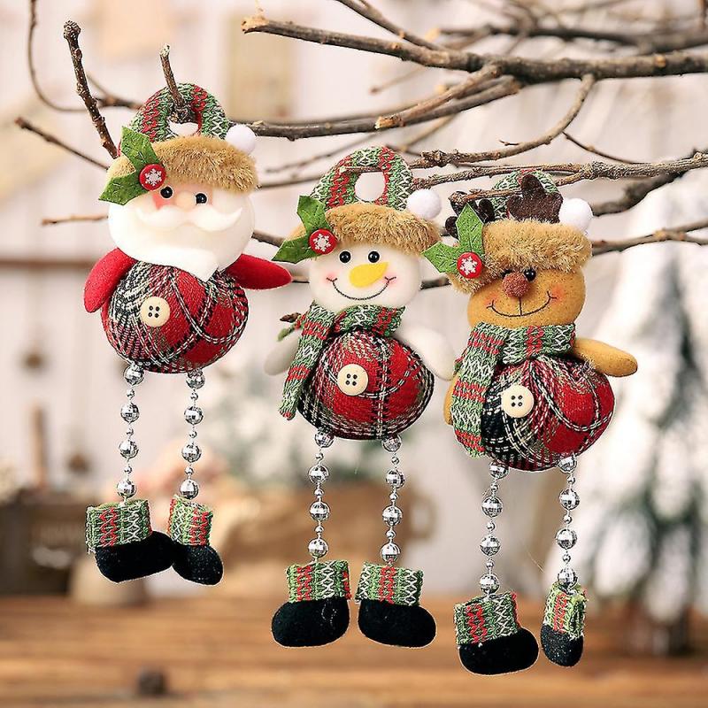 Christmas Ornaments Plush Hanging Decoration Santa Snowman For Christmas Holiday Festivel