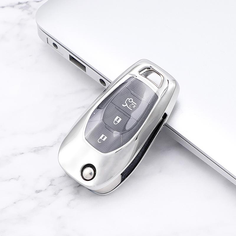 Soft TPU Car Folding Key Case Cover Shell Keychain for Chevrolet Cruze Spark Sonic Camaro Volt Bolt Trax Malibu Key Protector