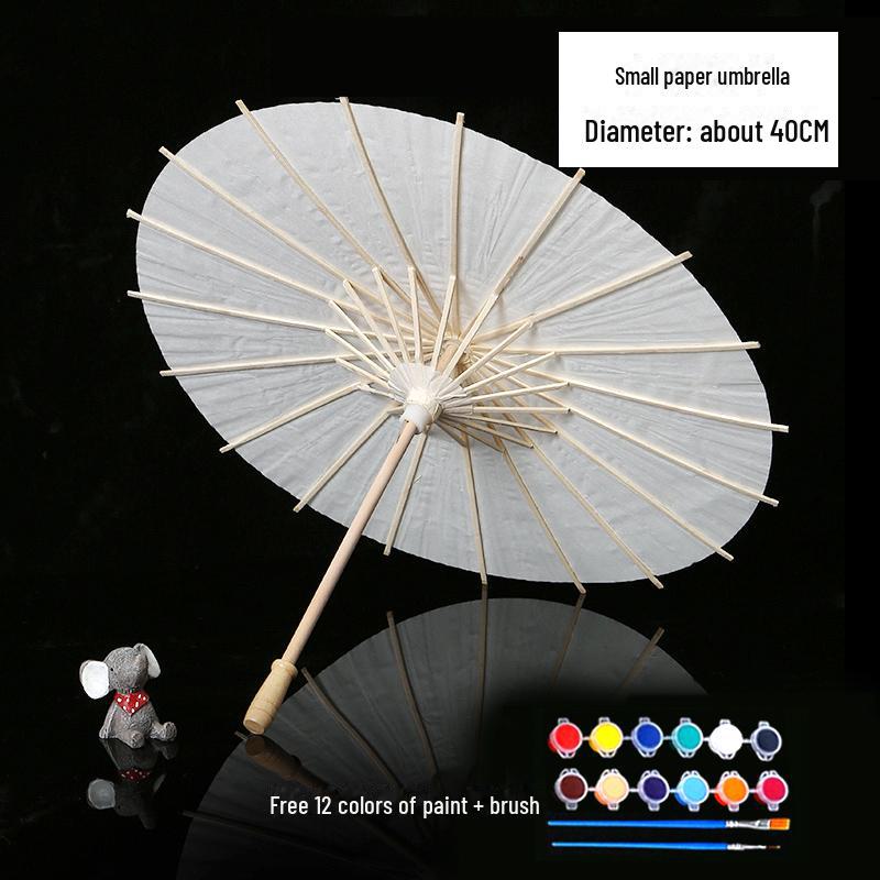 DIY Handbemalter weißer Papierschirm für Kinder – Chinesischer antiker Stil, Bastelaktivität für den Kindergarten