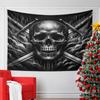 Skull with Crossed Swords in Dark Clouds Pattern Wall Hanging Tapestry Decorative Tapestry Home Decor for Bedroom and Living Room