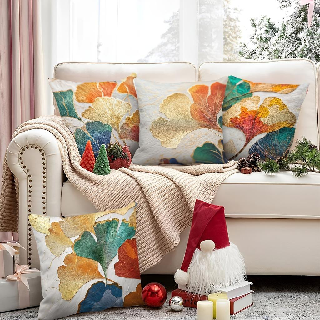 1pcs Ginkgo Leaf Pillow Cover For Home Living Room Bedroom Sofa Office Decorative Pillowcase Soft Throw Pillows 45x45cm