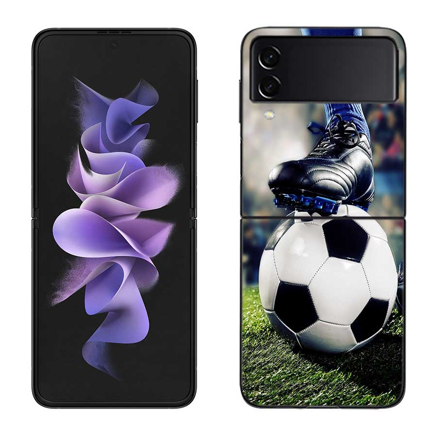 Football Field Phone Case For Samsung Z Flip 7 6 5G Galaxy Z Flip 5 4 3 Black Hard Cell Cover Luxury PC Shell Coque