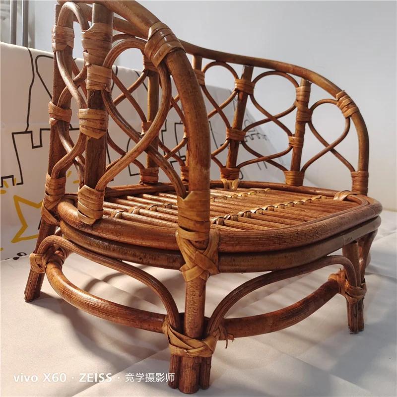 Newborn Photography Props Rattan Products Baby Retro Hand Woven Baby Basket Studio Photo Sofa Chair Bed Photo Studio Accessories