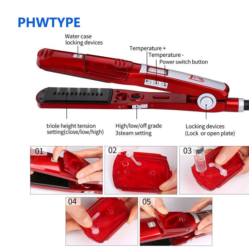 Steam Hair Straightener & Curler with Moisturizing Care – Customizable Electric Clip