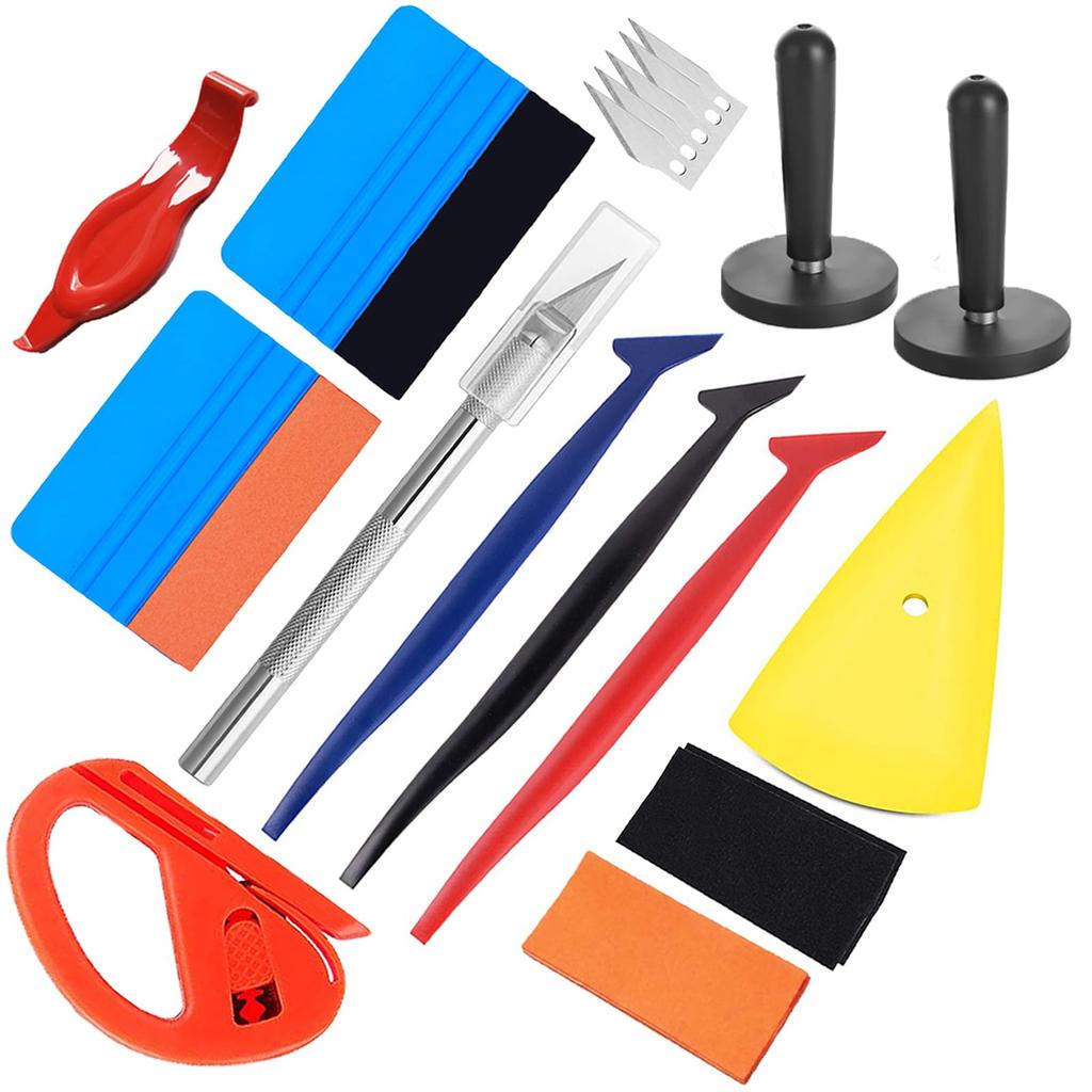 Vitzee Car Wrap Film Sheet Application Squeegee Gap Application Squeegee Set 2 Felt Squeegee Spatulas Felt Yellow Curved Squeegee Car Wrapping Cutter