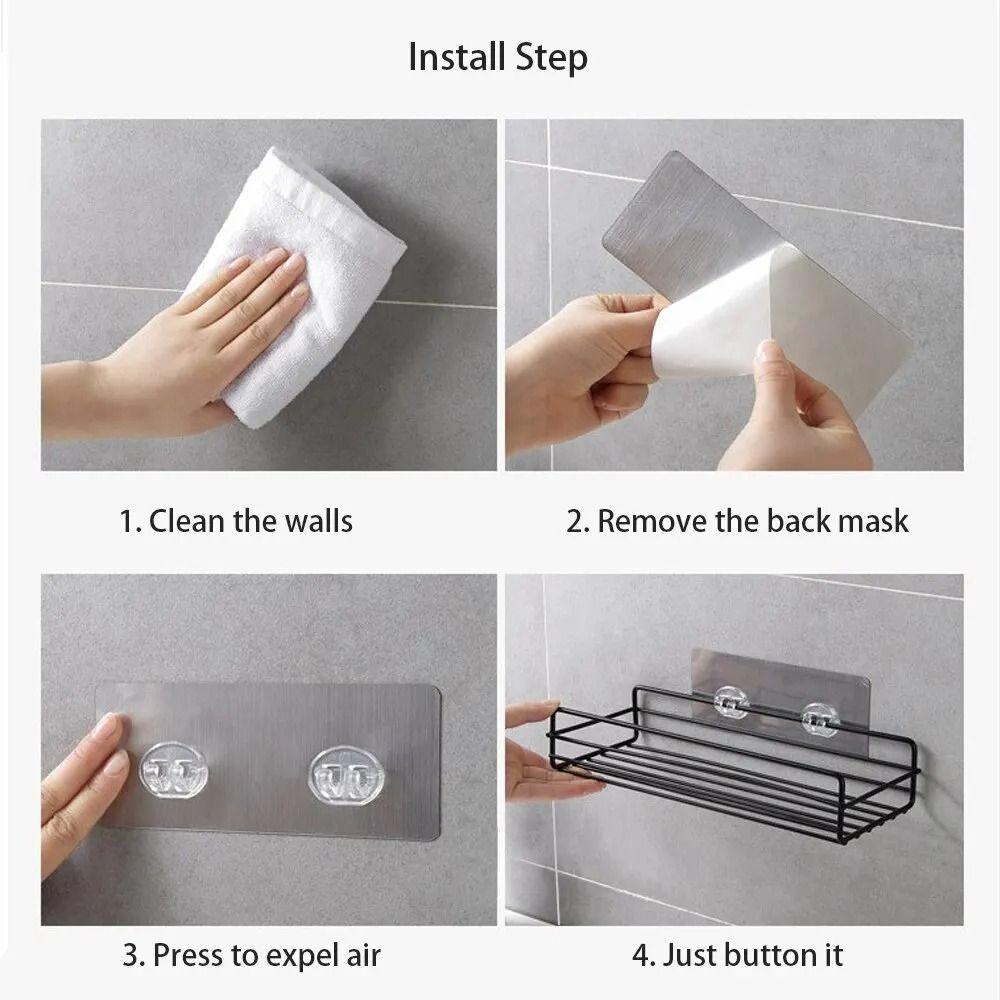 No Drill Bathroom Storage Rack Iron Corner Shower Shelf Durable Shower Organizer  Bathroom