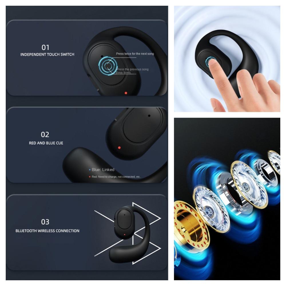 Bone Conduction Earhook Earbuds Single-ear Touch Control Bluetooth Earphone Wireless Big Capacity Battery Sport Music Headset