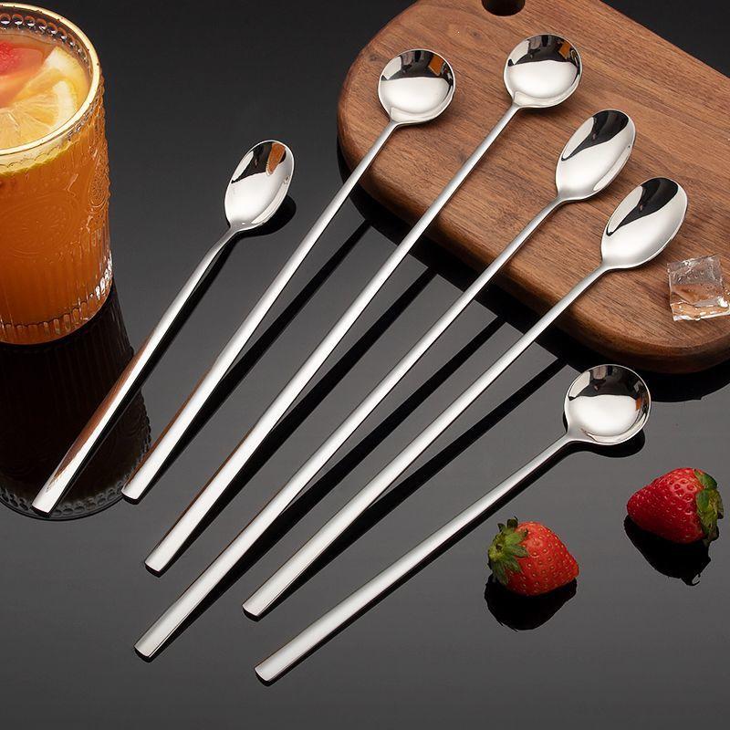 304 Stainless Steel Long Handle Stirring Spoon - Ideal for Ice, Coffee, Milk Tea, Honey, and Seasoning.