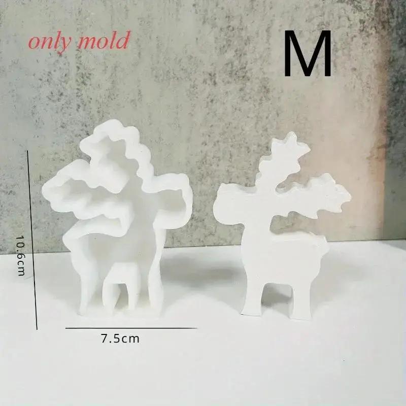 Christmas Elk Ornament Silicone Mold DIY Christmas Deer Scented Plaster Candle Mold Resin Crafts Making Tools For Home Decor