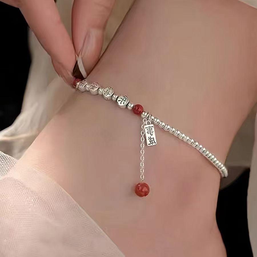 PANJBJ 925 Silver Color Mosubi Zircon Anklet For Women Girl Simplicity Retro Exquisite Jewelry Birthday Gift Dropshipping