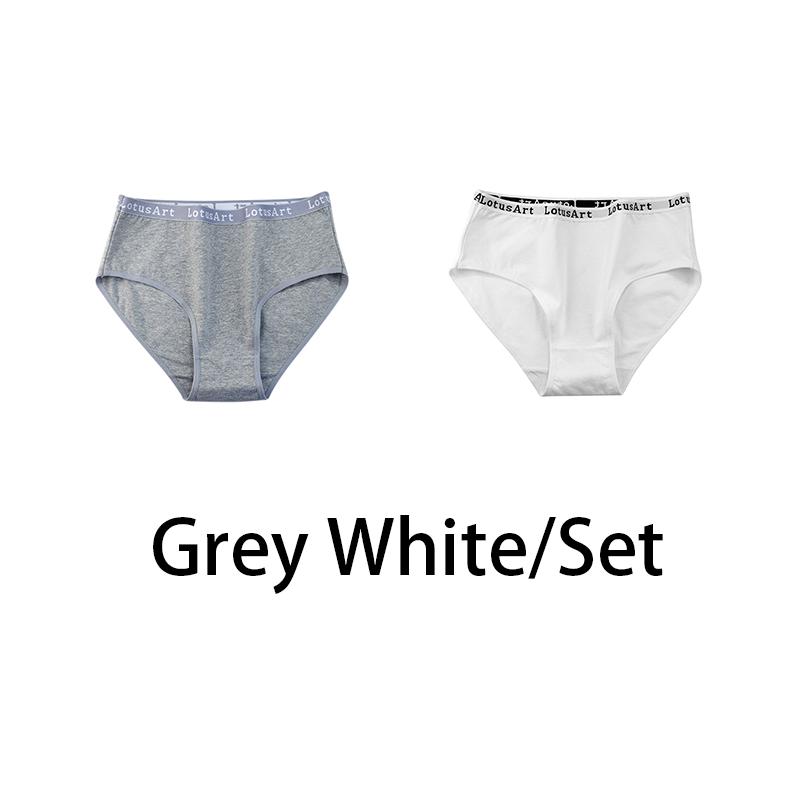 YOUULAR 2PCS/Lot Women Cotton Solid Seamless Panties Sexy Big Size Underwear Letter Lingerie Mid Waist Comfortable Briefs NKT2123-2