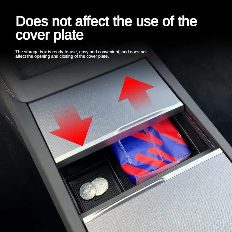 Model3+ 2025 Central Control Storage Box For Tesla Model 3 Highland Flocking Central Armrest Hidden Organizer Stowing Tidying