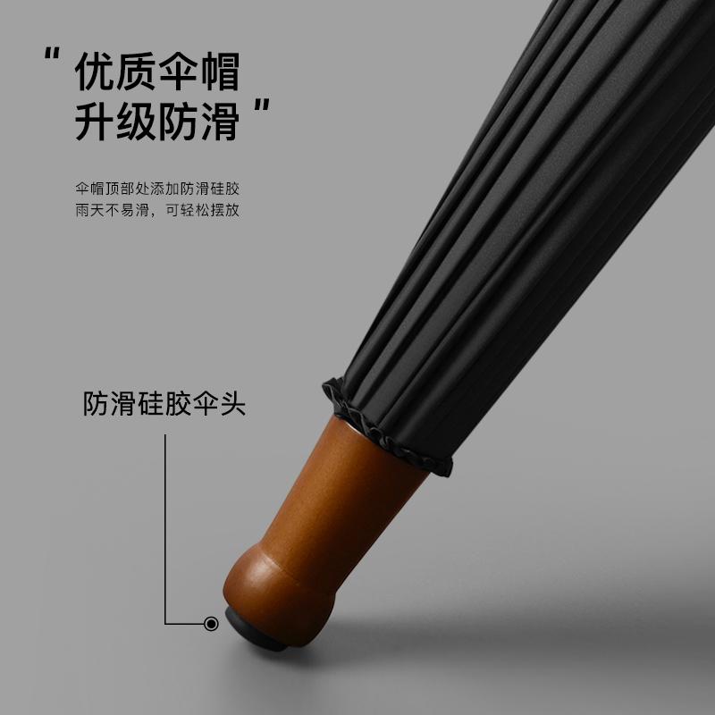 Mido 24 bone reinforced business umbrella, solid wood men's straight pole dual-use windproof double handle long handle umbrella