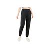 Anta Training Series Solid Color Mid Waist Cuffed Loose Knit Sports Pants Women Bottoms Basic-Black 162347316-1