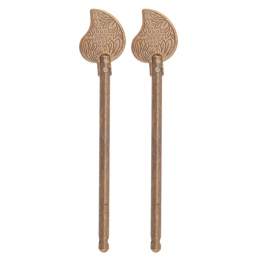 2 Pcs Door Latch Locking Pin 11cm Leaf Shape Retro Style Brass Cabinet Key Latch Bolt Locking Pin