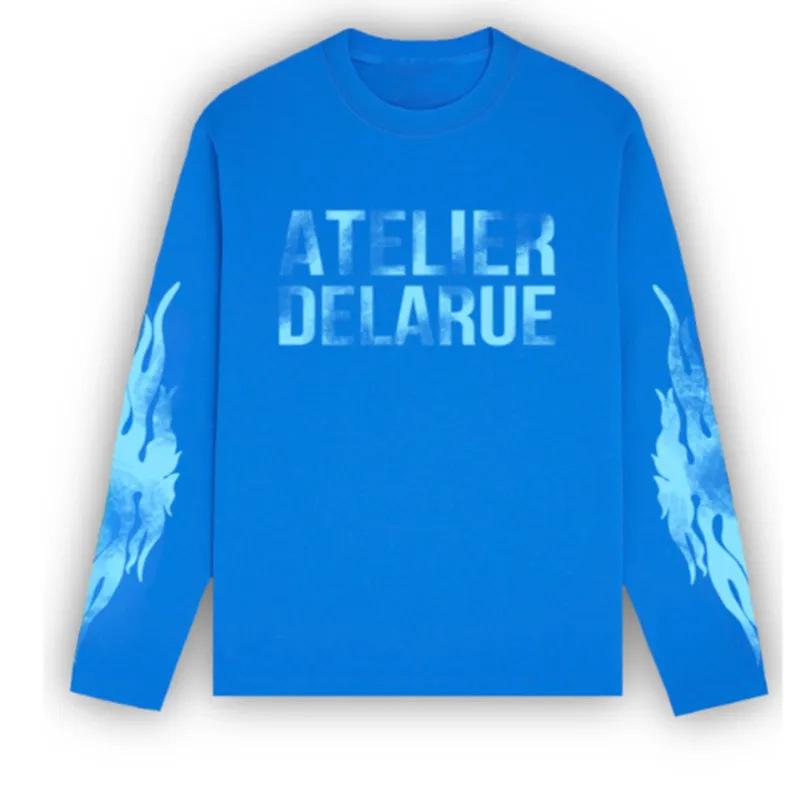 2026 new ATELIER printed round neck ruffian handsome long sleeve letter printed T-shirt versatile casual style