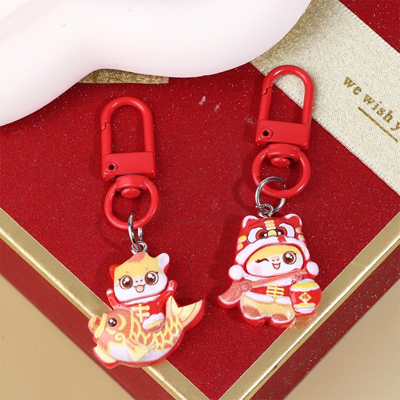 Cute Spring Festival Horse Keychain Lucky Wealth 2026 Year Pendant Chinese Style Resin Horse Key Ring Bag Pendant