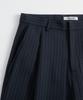 BRENSON Fluid Stripe Single-Pleat Slacks (Navy)