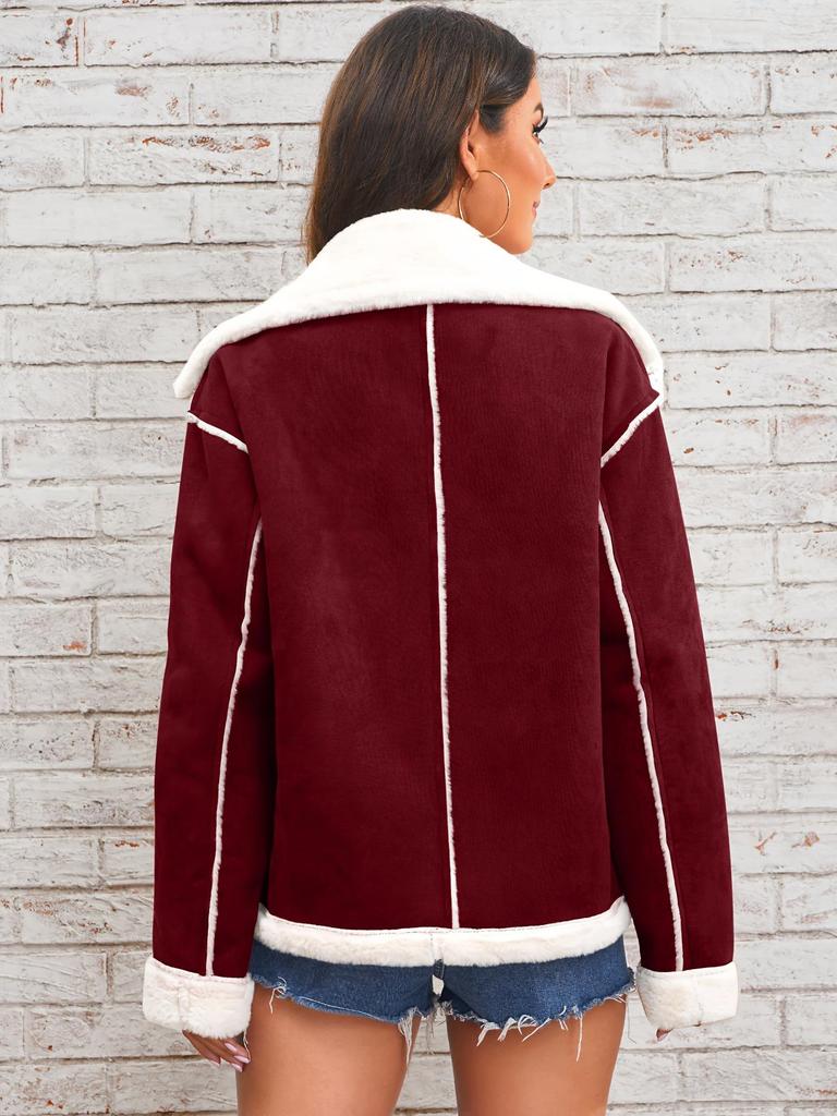 2026 Turn-Down Collar Plush Jacket: Winter Warm Casual Coat