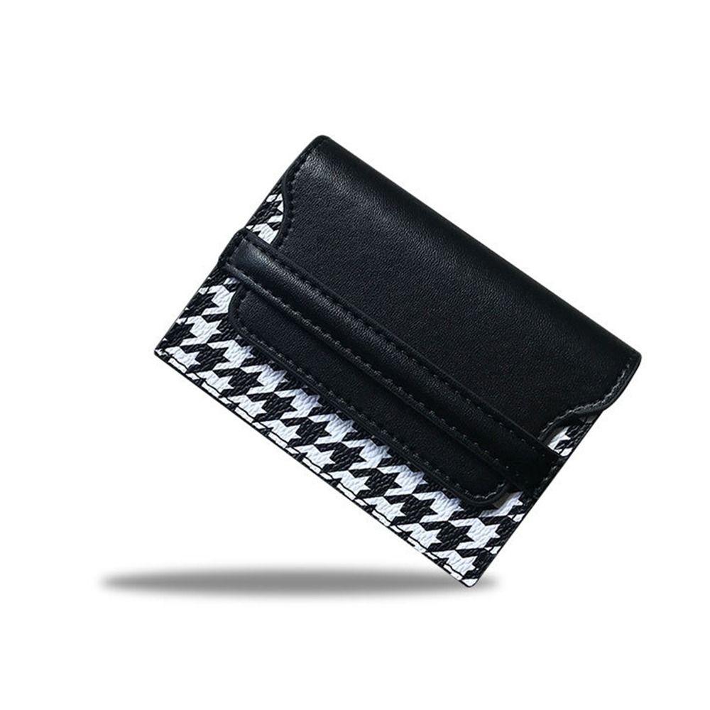 

Korean Style Card Holders Clutch Card Pocket Short Wallet Ins Houndstooth Card Bag Women чёрный