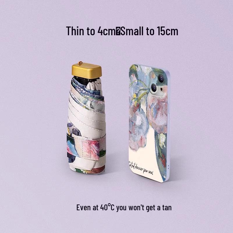 Compact Folding Sunshade Umbrella for Women - Portable UV Protection