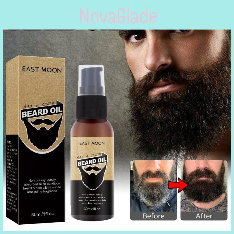 East Moon Men's Beard Care Oil For Luxurious Grooming Rich Moisturizing Blackening Treatment