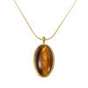 18K Gold Plated Geometric Tiger Eye Stone Necklace - Retro Personality, Colorfast Stainless Steel Sweater Chain