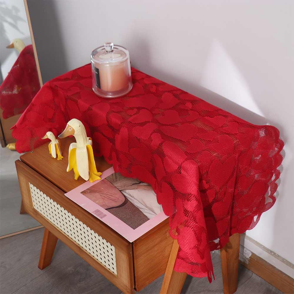 Valentines Day Table Cover Lace Tablecloth Wedding Red Heart Table Runner Table Decoration