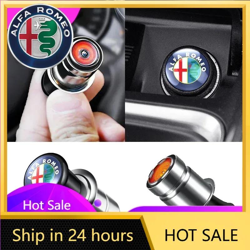 Bilklistermärken För Alfa Romeo Bilmärke Cigarettändare 12V ABS Rostfritt Material för Alfa Romeo 159 147 Giulietta Stelvio 4C MI