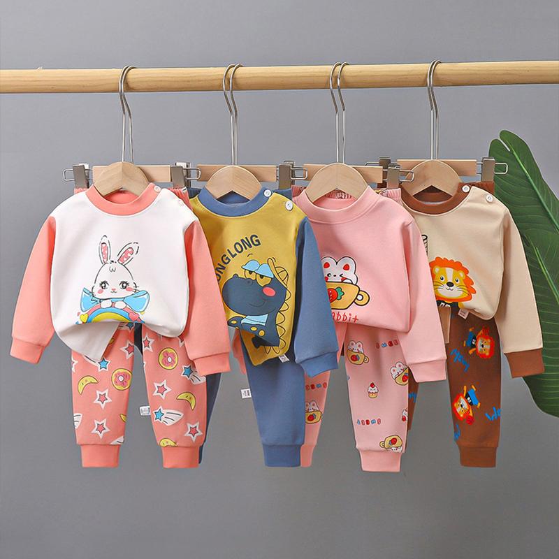 Neue Kinder Jungen Mädchen Reine Baumwolle Pyjamas Niedlichen Cartoon Langarm Pyjamas Kleinkind Baby Herbst Nachtwäsche Kinder Kleidung Sets