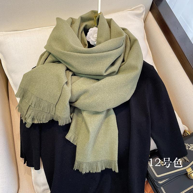 New Autumn And Winter Classic Solid Color Warm Scarf For Women, Fashionable Imitation Cashmere, Thickened Student Scarf, Dual-Use Shawl