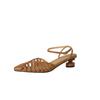 Fashion NEW Summer Women Sandals Split Leather Shoes Women Pointed Toe Strange Heel Shoes Cover Toe Slingback Narrow Band Modern Sandals
