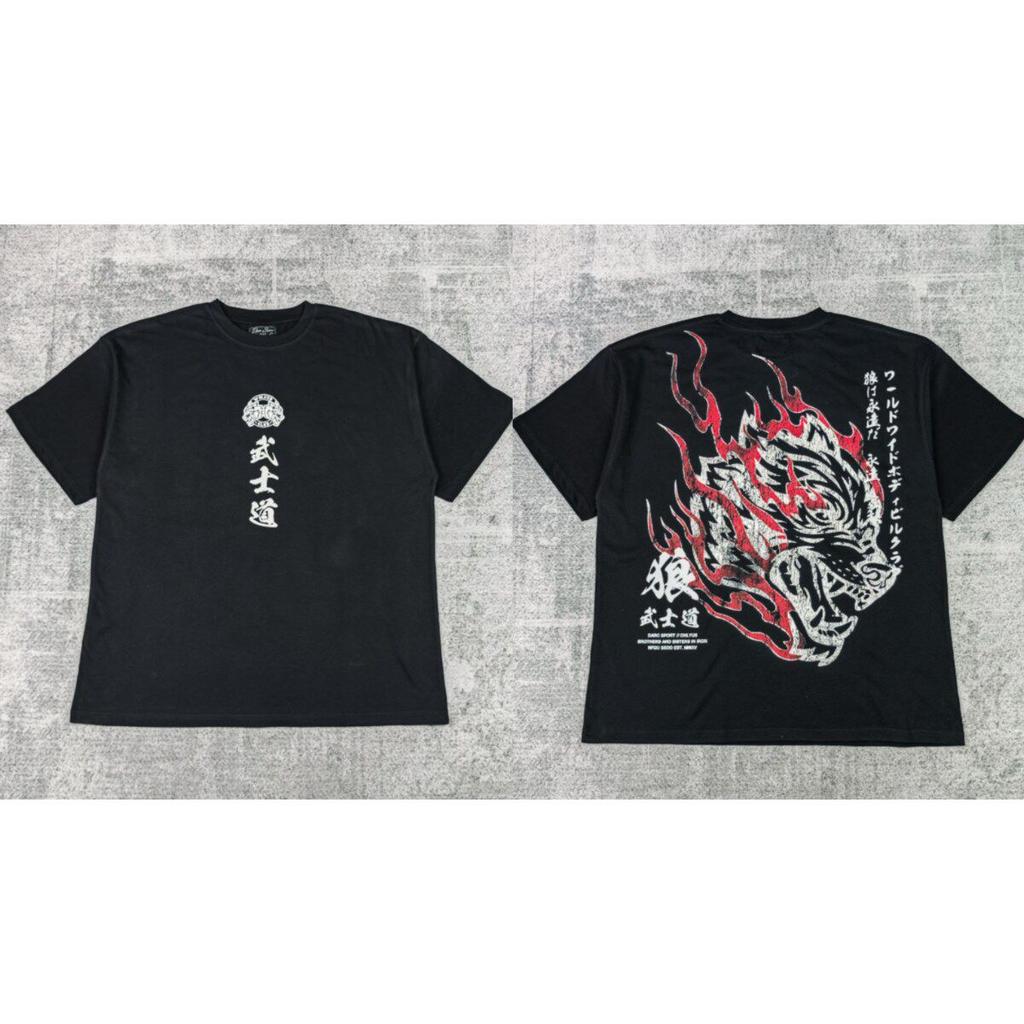 New DARCSPORT Wolf Head Bushido Short Sleeve Men's and Women's Oversized Yk2 American Sports and Leisure Loose Printed Cotton T-shirt