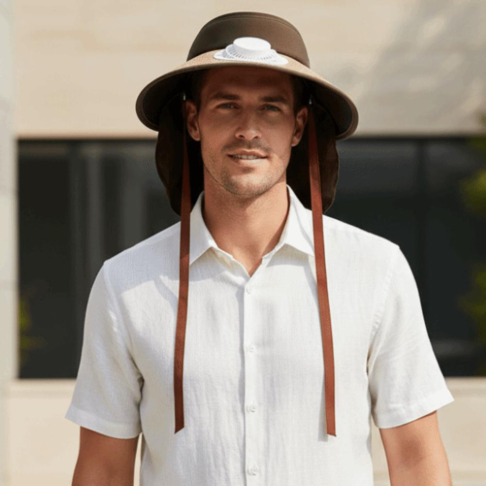 Long-lasting Rechargeable Fan Hat Portable Wide Brim Fan Hat Fishing Sun Shading Cap  Travel