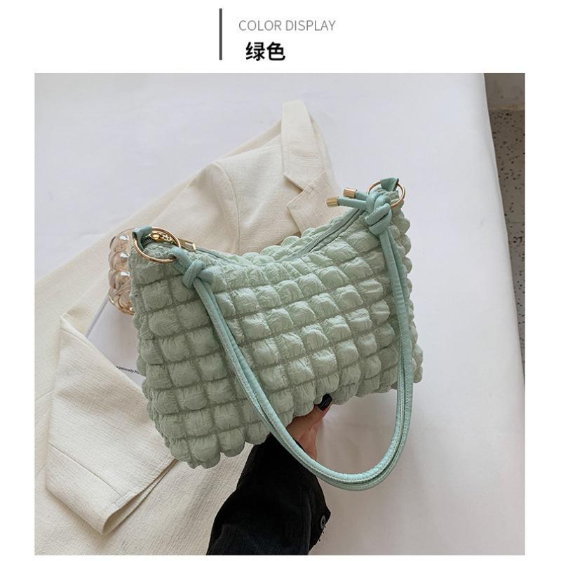 Small Fresh Bubble Bag Women's Soft Pleated Armpit Bag Girl Fashion Trendy Shoulder Bag Simple Handbag
