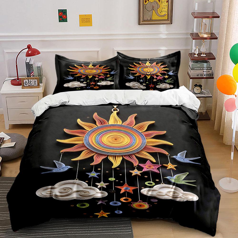

Colorful sun, clouds, birds. Bedding sets Duvet cover sets Duvet covers Pillowcases(1 * Duvet Cover 2 * Pillowcases, without duvet insert) 135x200cm