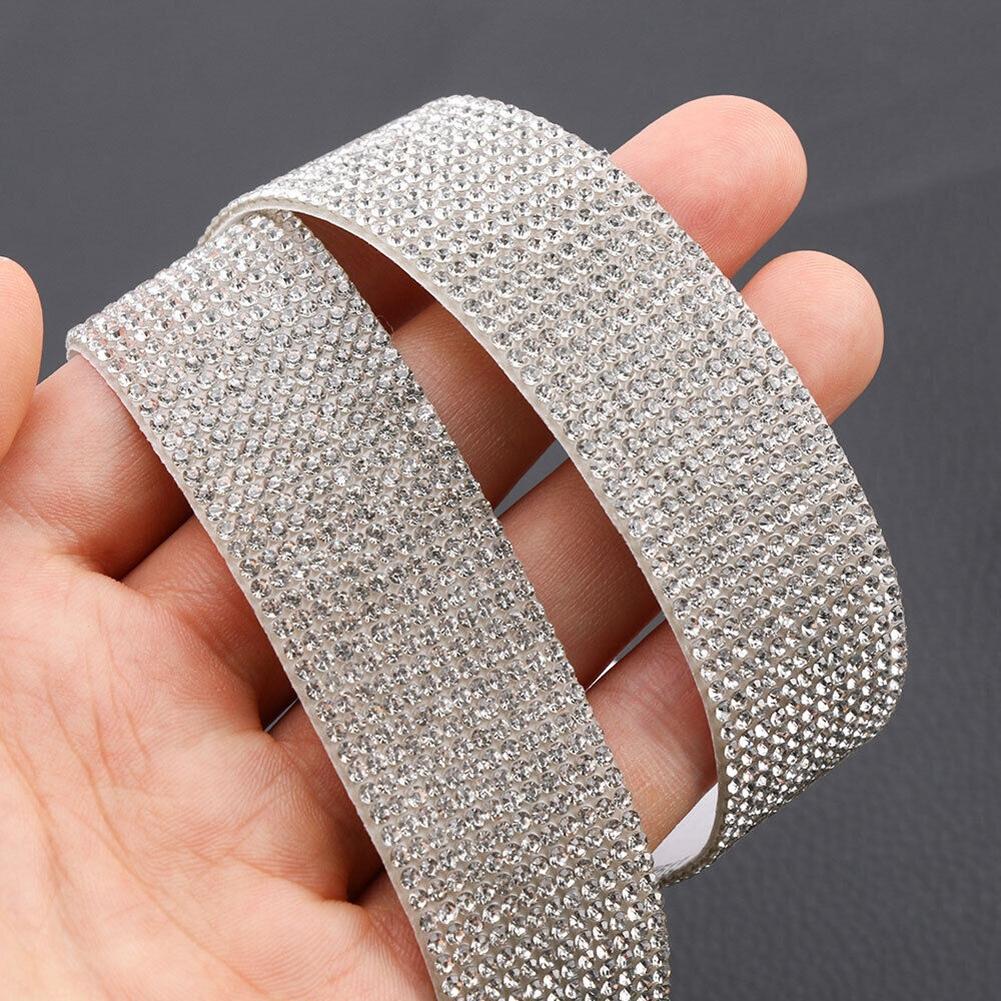 90cm Silver White Car Clothing Decor Rhinestone Decorative Stickers