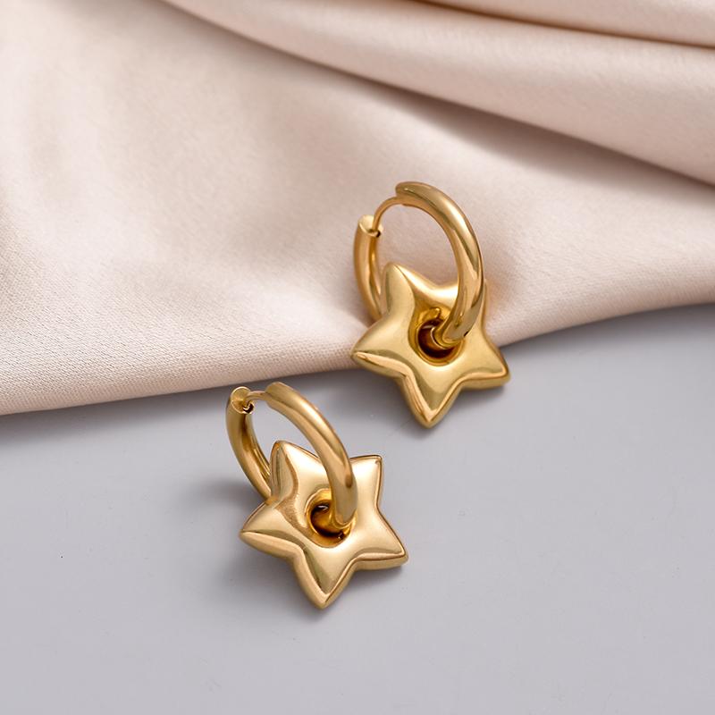 Classic Stainless Steel Heart Star Hoop Earrings For Women Punk Hip Hop Gold Silver Color Y2K Jewelry Female Earrings Oorbellen