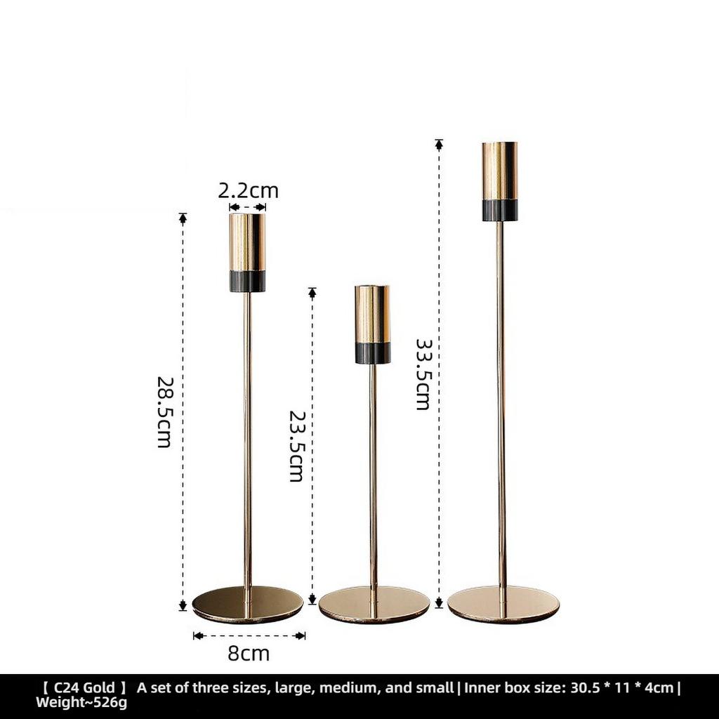 Gold Metal Pillar Candle Holder for Candles for Candles, Table Design Candlesticks Tabletop Decorative Home Dining Centerpiece