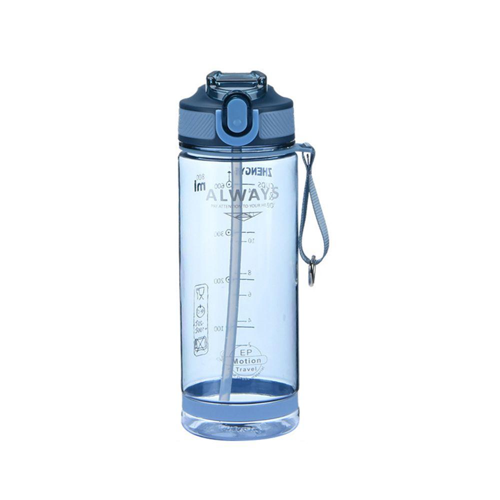 

800ml Portable Plastic Transparent with Straw Sports Water Bottle Men Drinkware Drinking Bottle синій