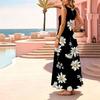 Sleeveless Daisy Maxi Dress Soft Cotton Flowy Skirt,Vacation Picnic Summer Fashion for Travel Photos