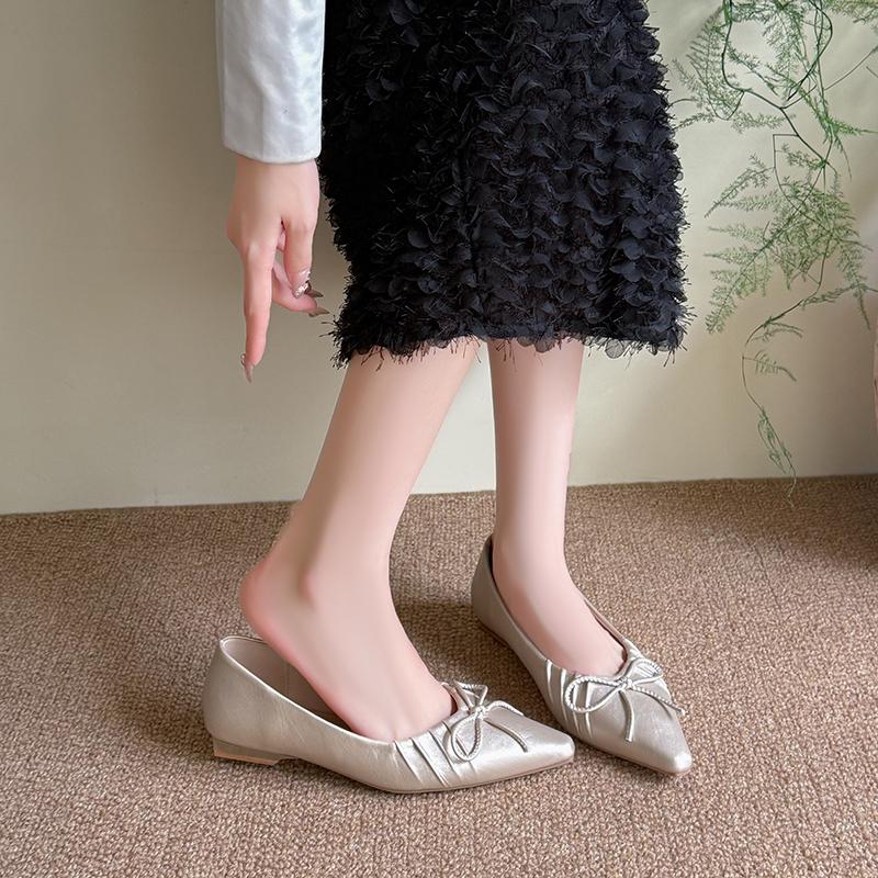 Mode Neu 2025 Mode Spitzschuh Damen Ballerinas mit Schuhen Weiche Schmetterlingsknoten Damen Slipper Flache Damenschuhe