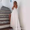 Beach White Sexy Dress Beach Skirt White Big Hemline Sexy Sling Formal Dress Split Dress Women