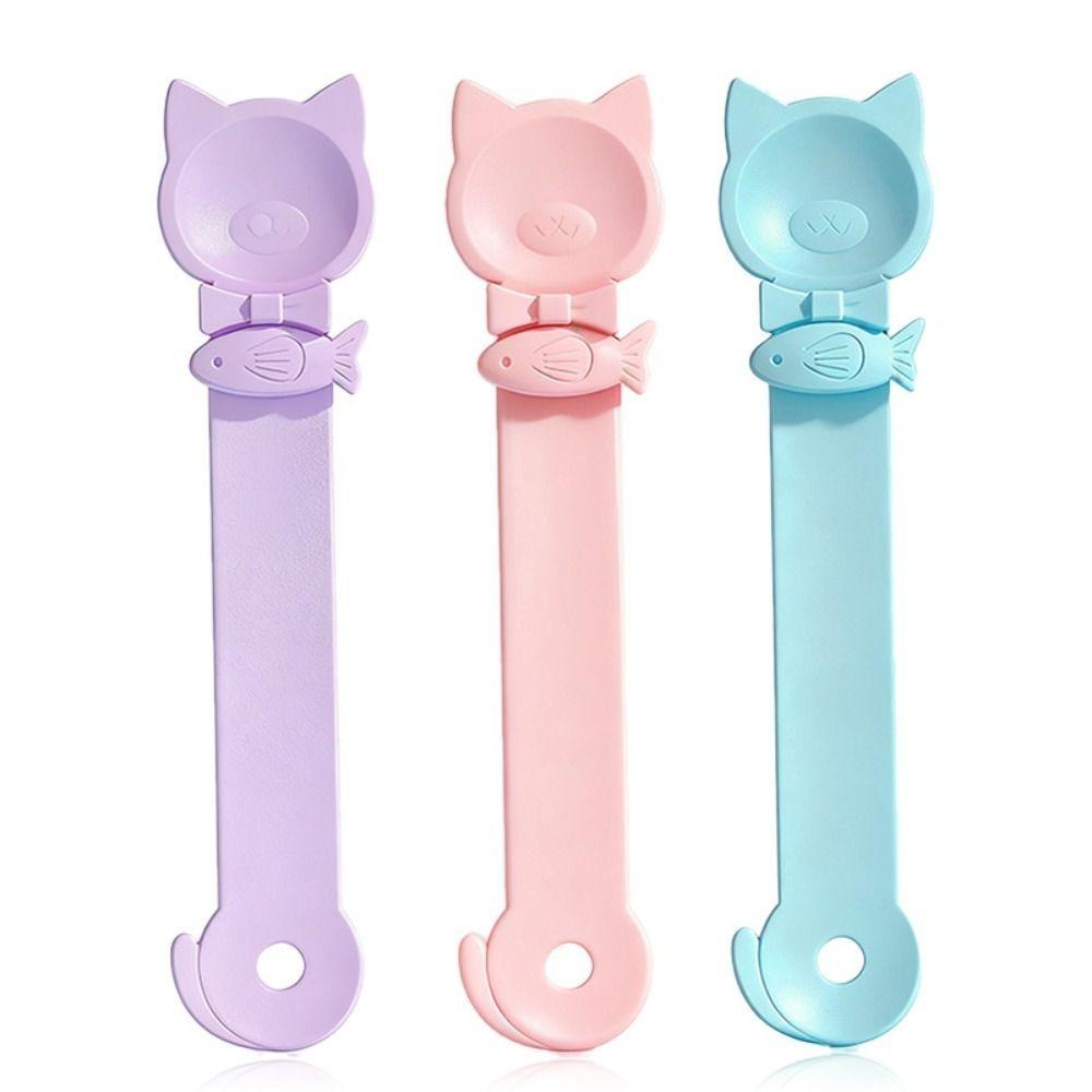 

Pet Feeding Tool Long Handle Cat Strip Feeder Spoon Bite Resistant Cartoon Lick Able Feeder Durable Pet Treat Spoon Travel