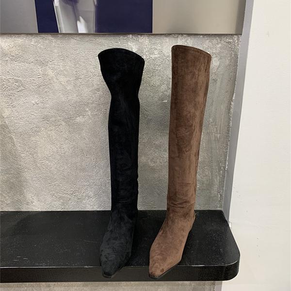 Long boots women's flat bottom 2025 autumn and winter new flip over the knee long boots slimming high tube versatile elastic thin boots