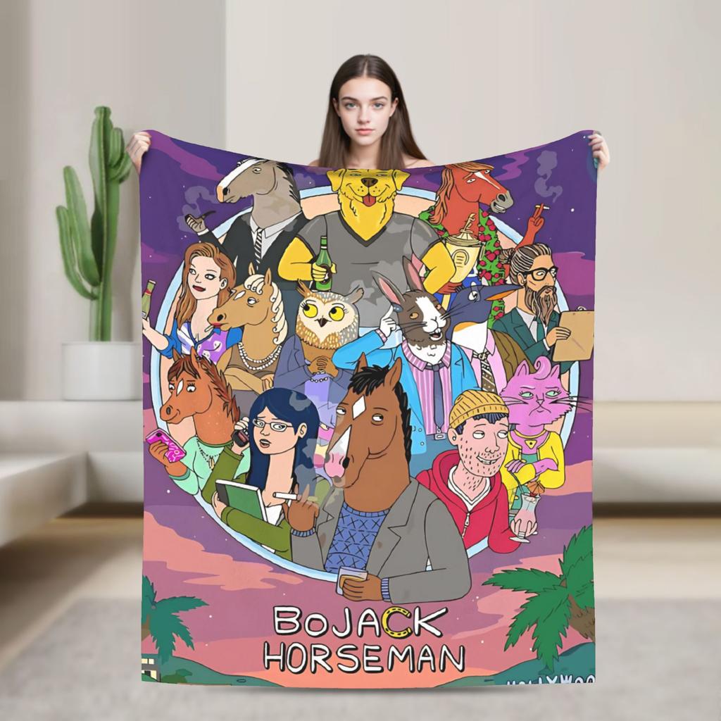 BoJack Horseman Warm Soft Blanket  Travel Office Plush Throw Blanket Comfortable Outdoor Flannel Bedspread Sofa Bed Cover