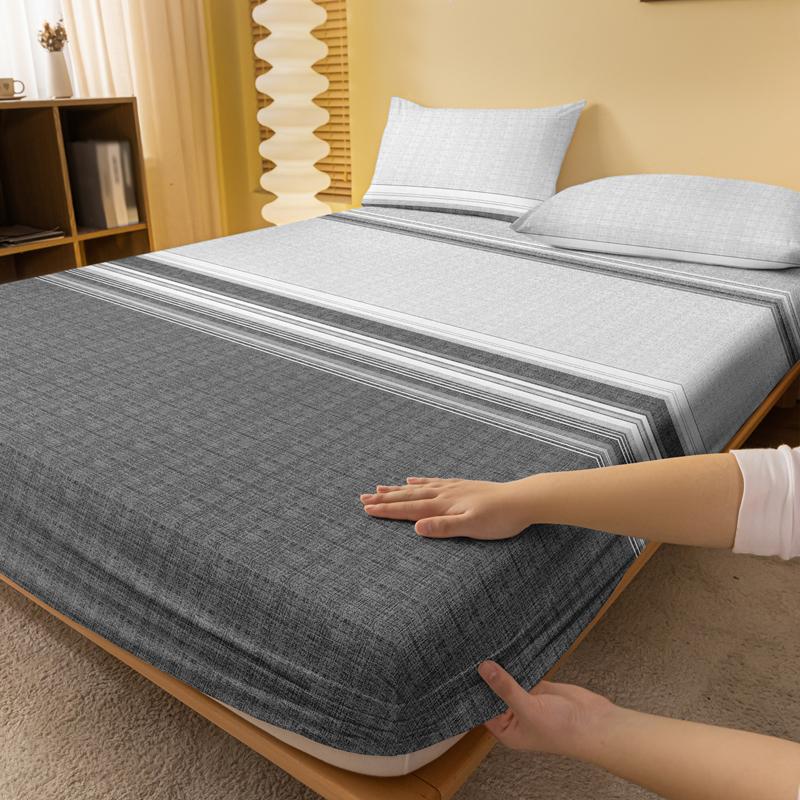 Simple 1 Modern Geometry Printed Matte Fitted Sheet, Bedroom Printed Bed Cover, Bedding Excluding Pillowcases