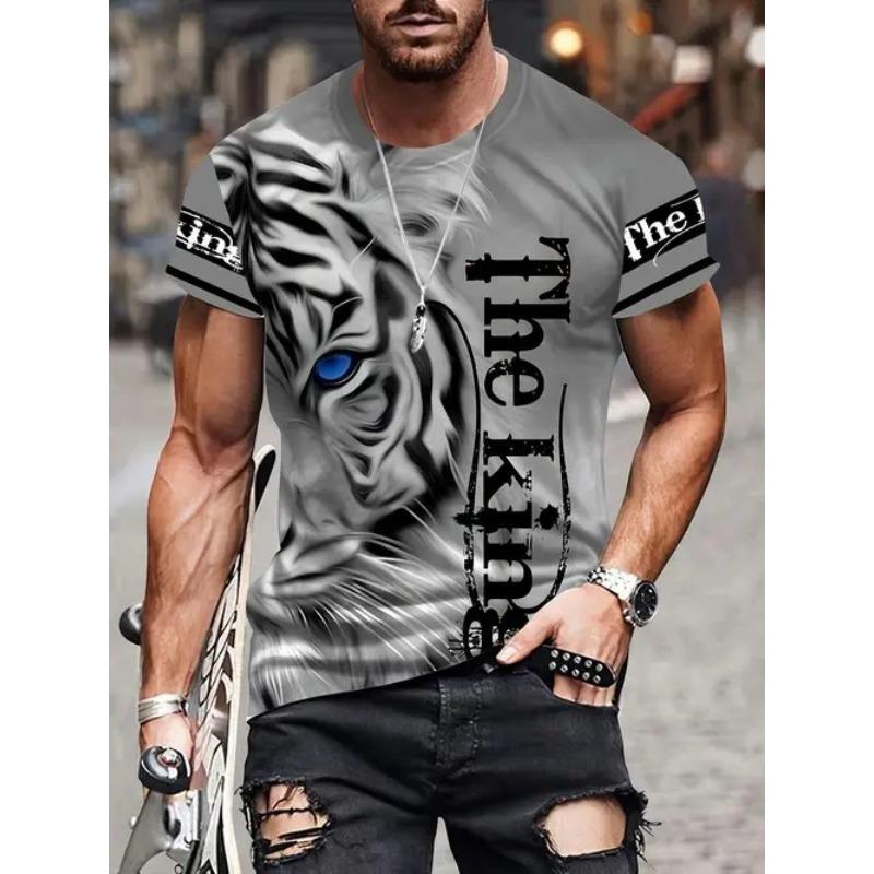 

Летний топ с круглым вырезом и принтом 3D животных, модные повседневные футболки с короткими рукавами для мужчин S